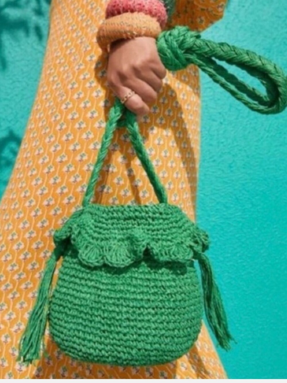 Rhode X Target Green Crochet Drawstring  Bag, NWT